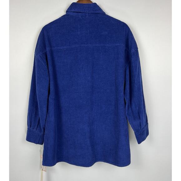 Avec Les Filles Anthropologie M Oversized Corduroy Shacket Royal Blue Button Up - Picture 5 of 12